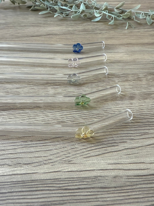 floral glass straw