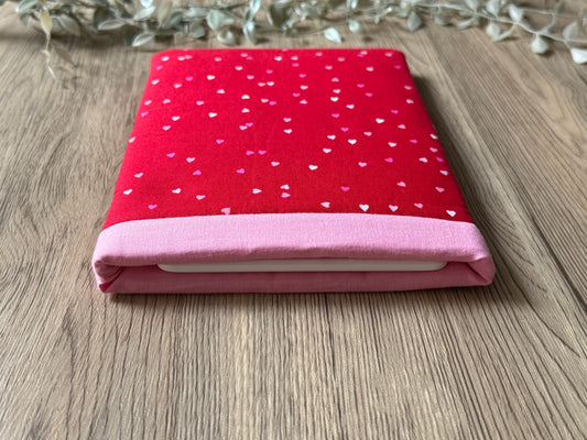 pink & red hearts book sleeve