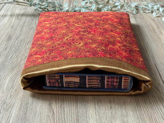red & golden floral book sleeve
