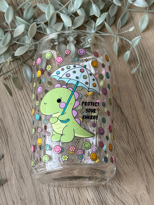 protect your energy dino glass cup