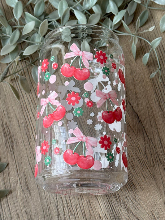 sweet cherries glass cup