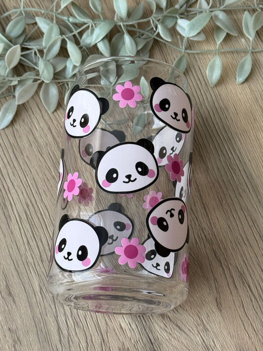 panda smiles glass cup