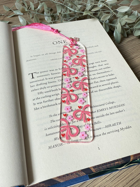 pink bows & flowers bookmark