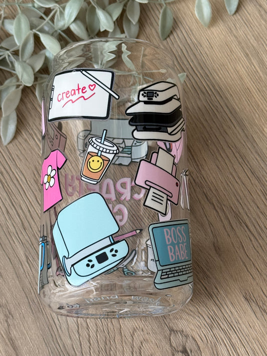 crafty girl glass cup