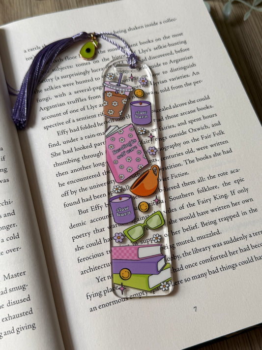 self-care acrylic bookmark