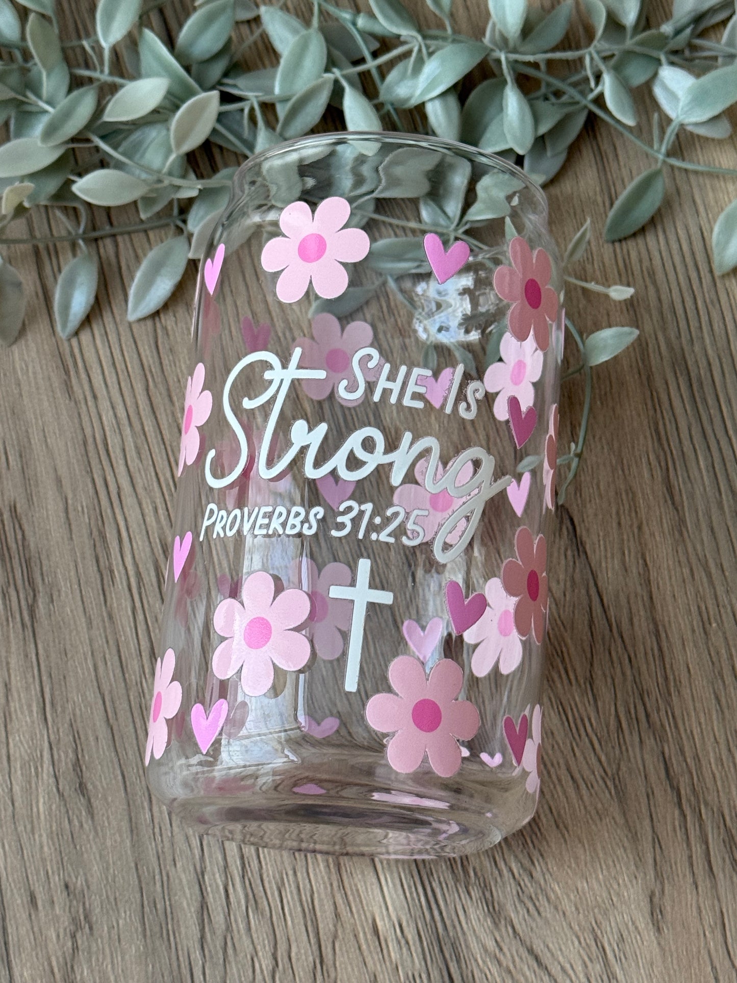 she is strong glass cup
