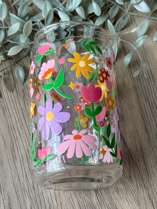 mushroom fields glass cup