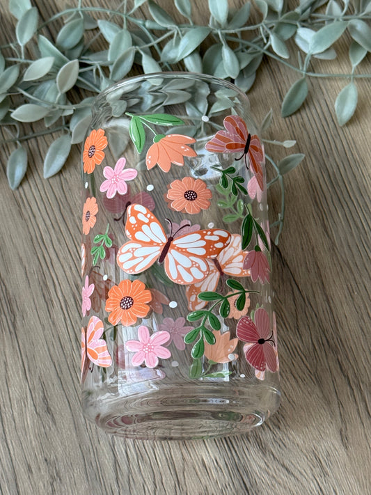 butterfly garden glass cup