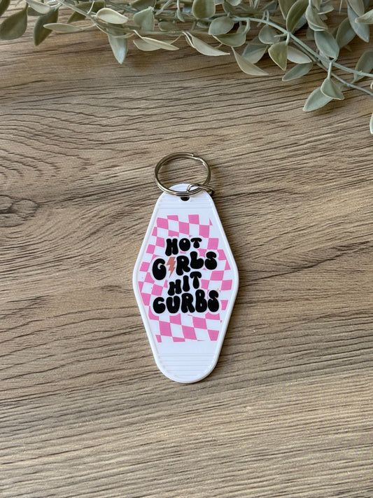 hot girls hit curbs motel keychain