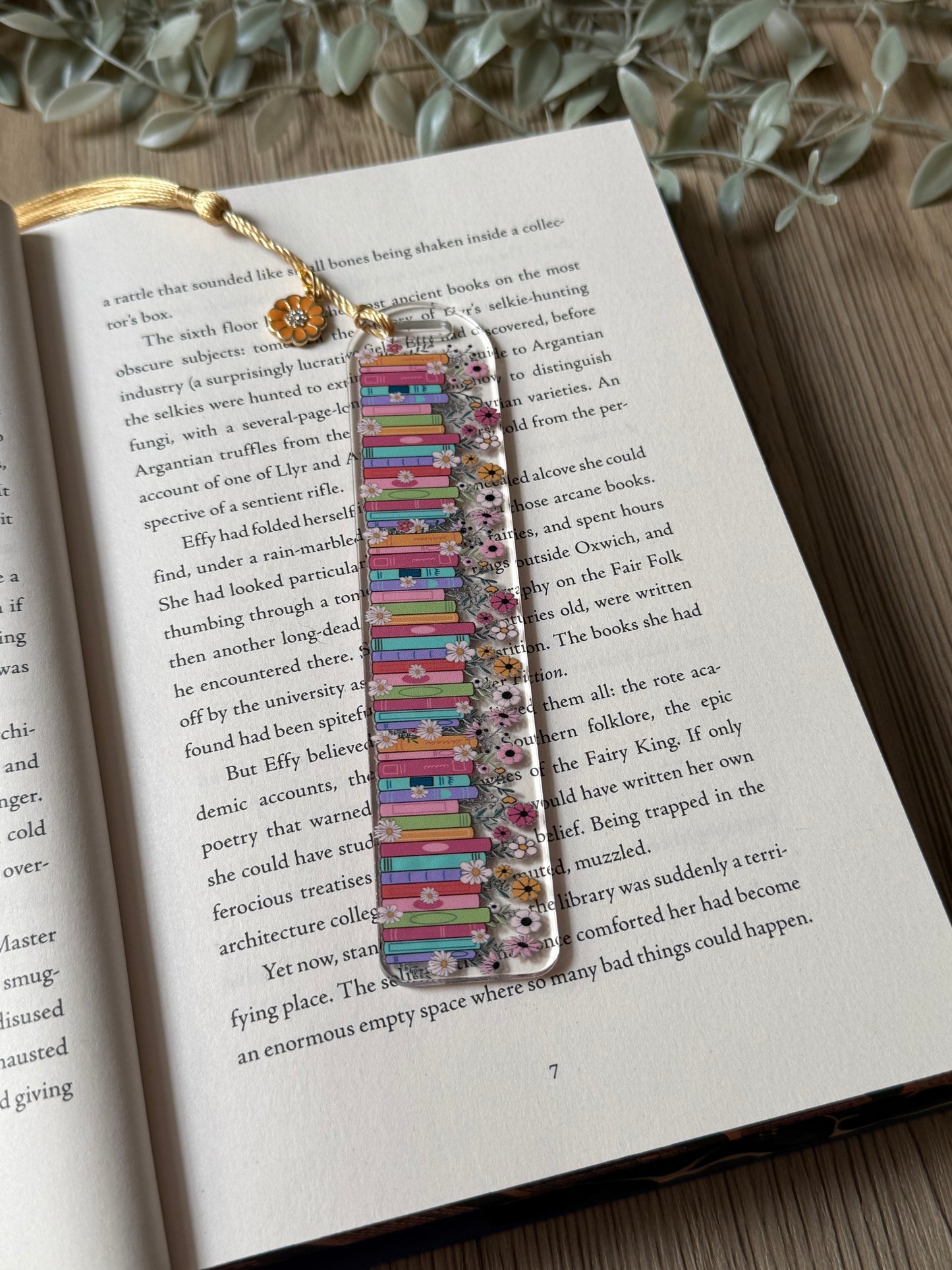 flowery books bookmark