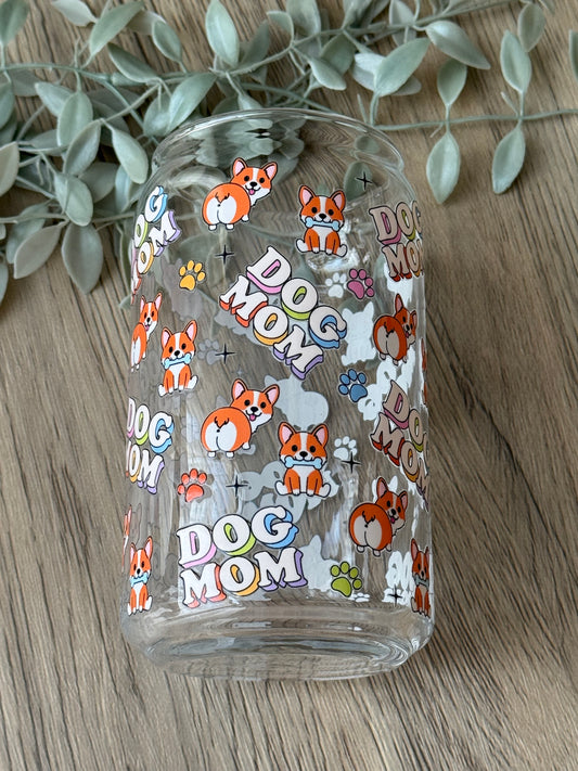 dog mom glass cup