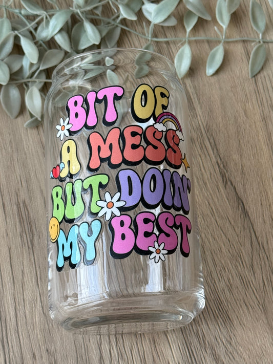 bit of a mess glass cup