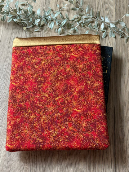 red & golden floral book sleeve