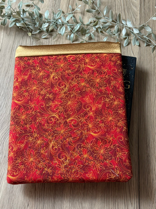 red & golden floral book sleeve