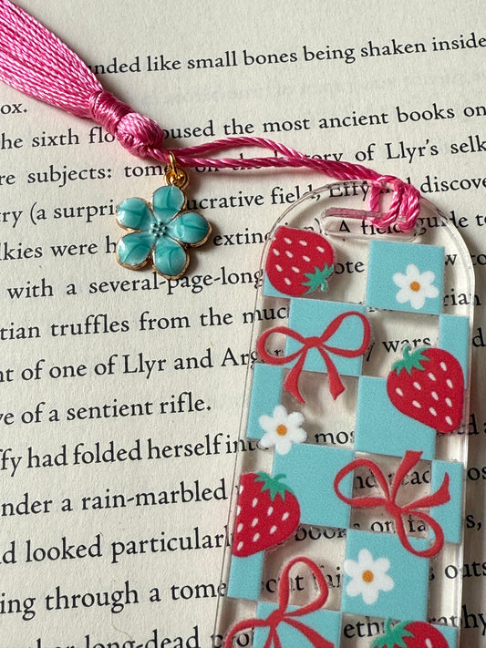 strawberry ribbons bookmark