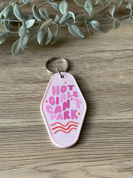 hot girls can’t park motel keychain