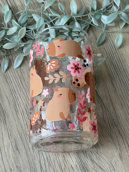 capybara cuties glass cup
