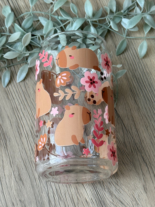capybara cuties glass cup