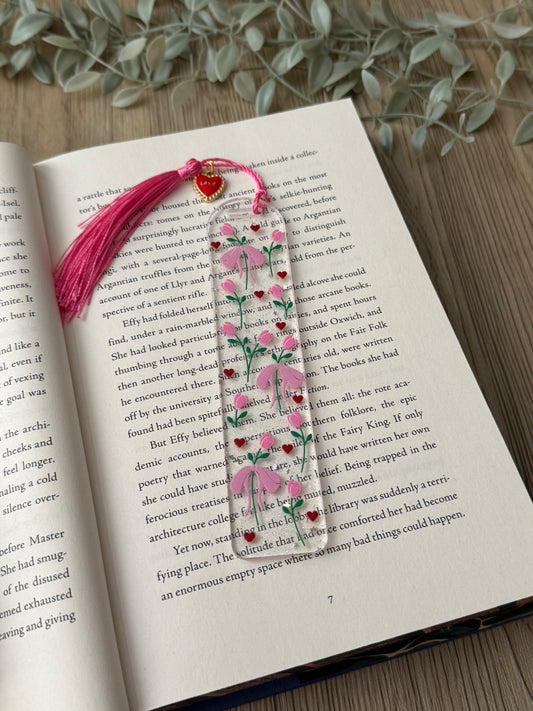 tulips & hearts bookmark