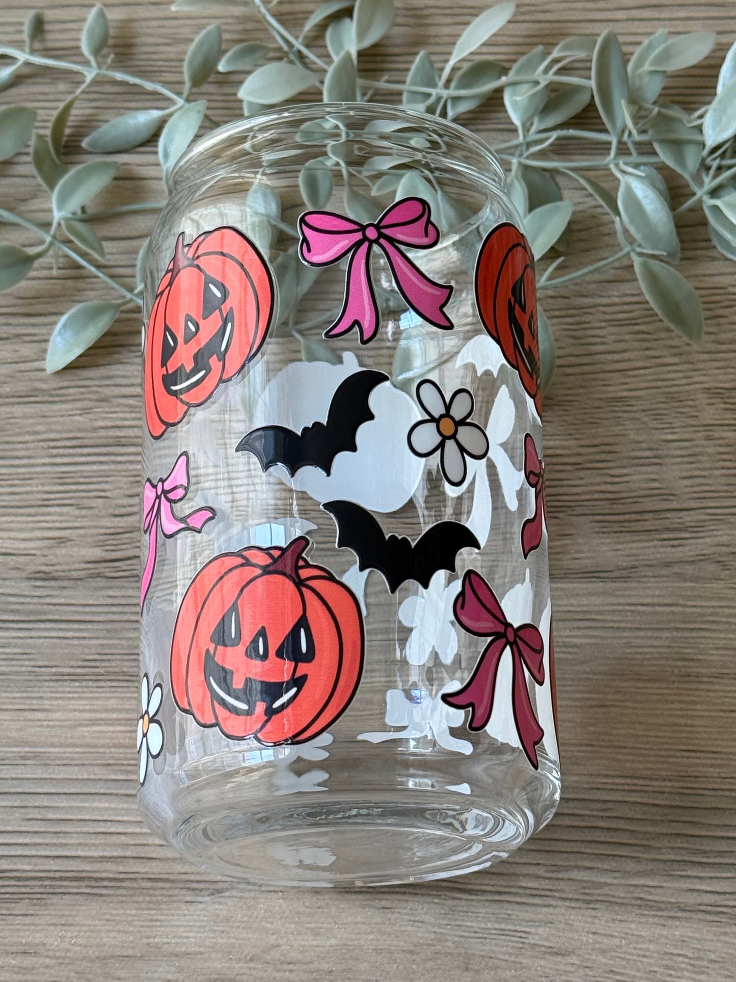 pretty pumpkins glass cup