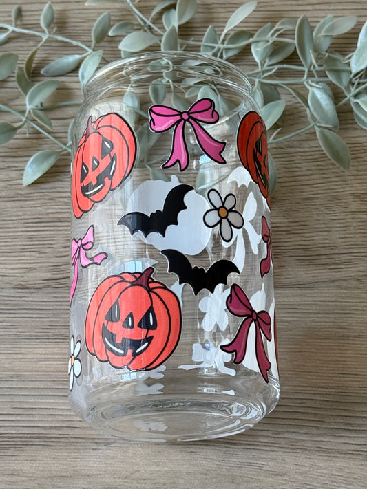 pretty pumpkins glass cup