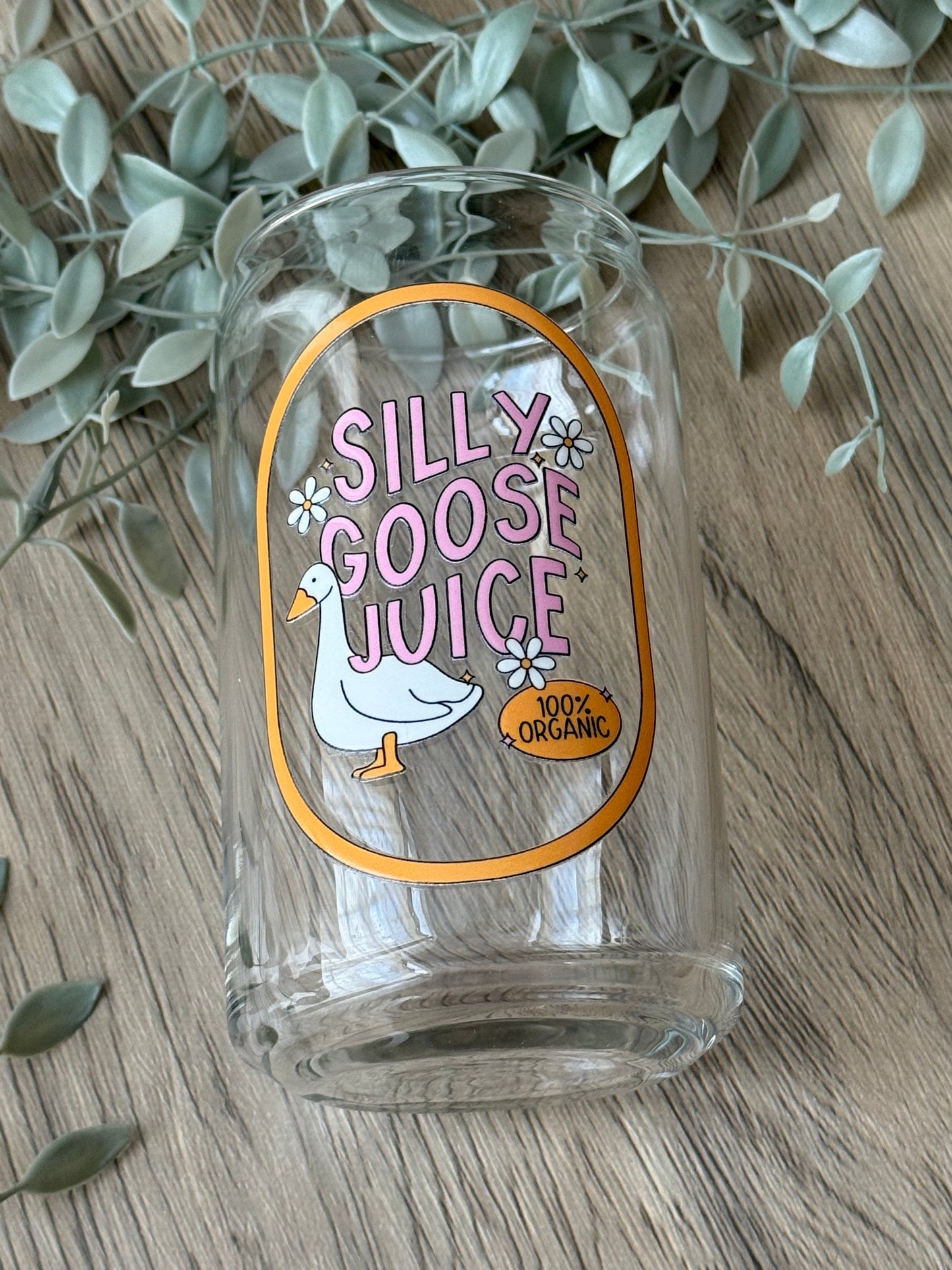 silly goose glass cup
