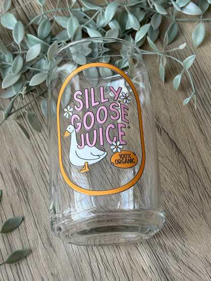 silly goose glass cup
