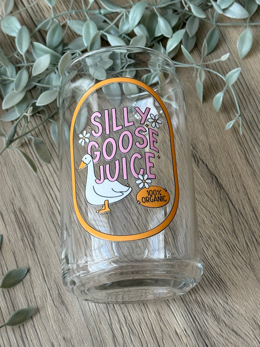 silly goose glass cup