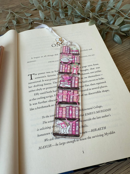 girly pink bookshelf bookmark