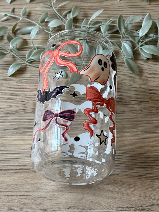 ghostly ribbons glass cup