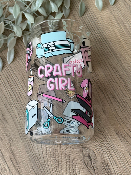 crafty girl glass cup