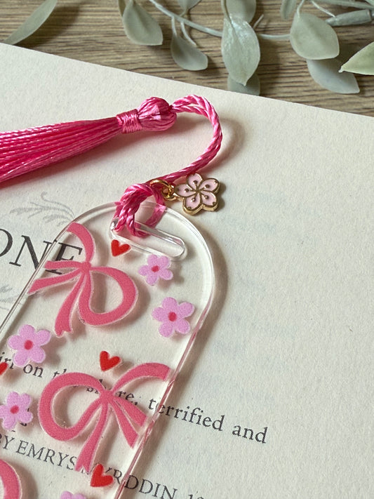pink bows & flowers bookmark