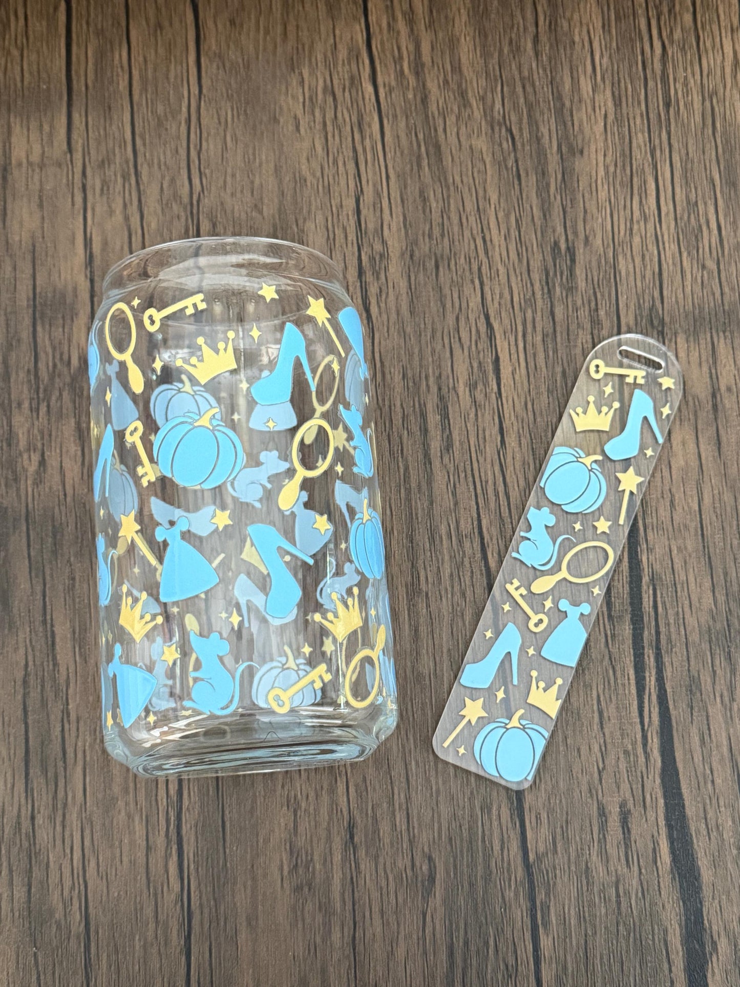 blue fairy tale 16 oz glass cup