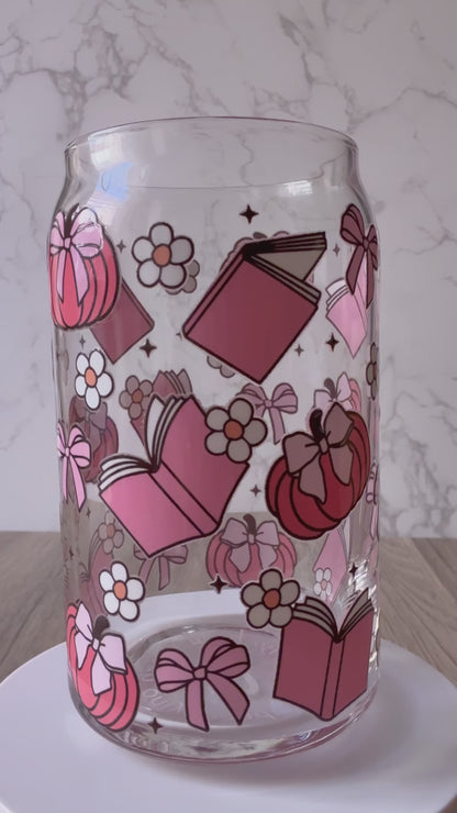 pink pumpkins glass cup
