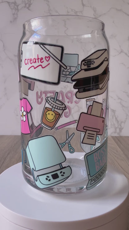 crafty girl glass cup