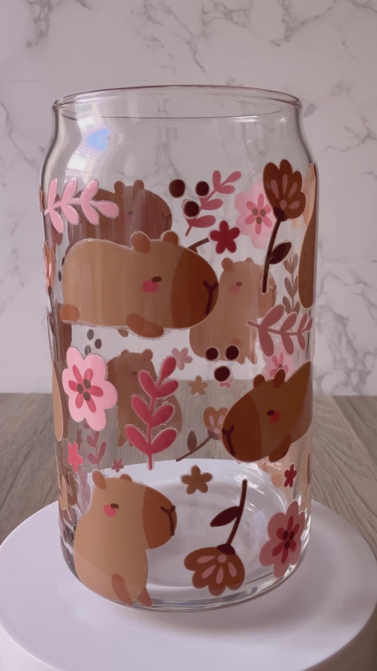 capybara cuties glass cup