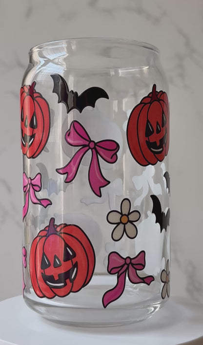 pretty pumpkins glass cup