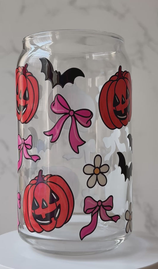 pretty pumpkins glass cup