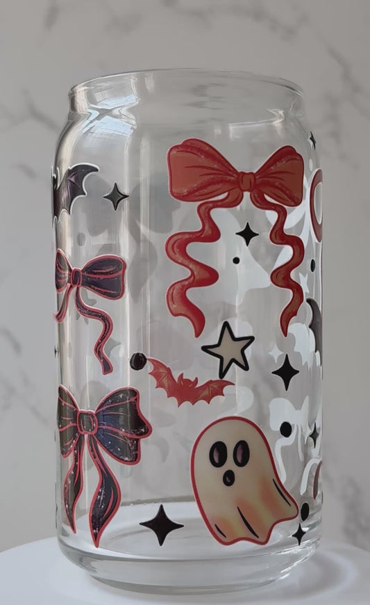 ghostly ribbons glass cup