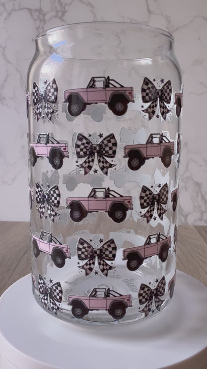 pink truck glass cup