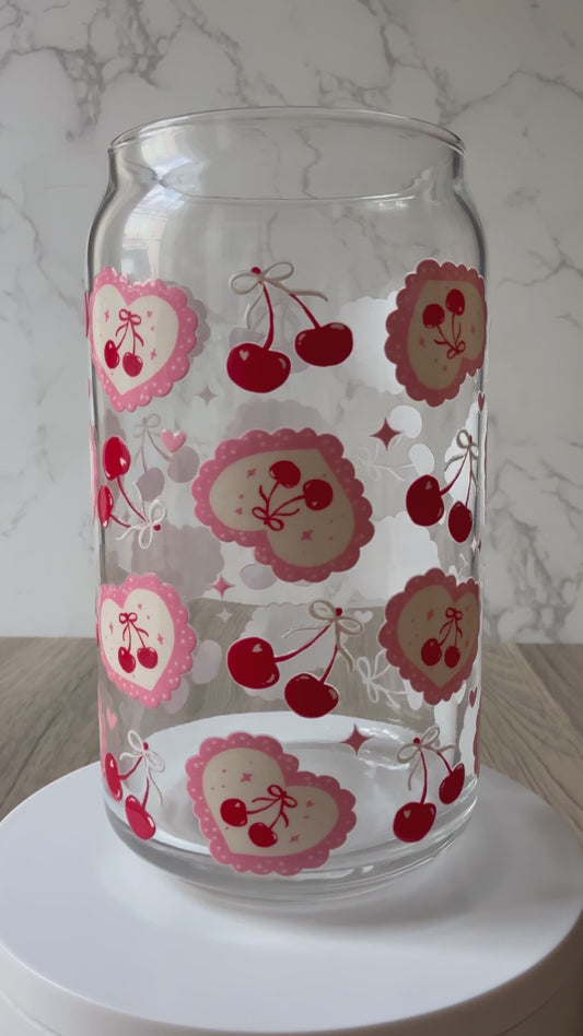 heart cherries glass cup