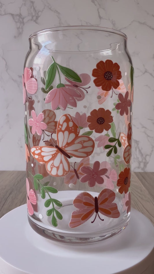butterfly garden glass cup