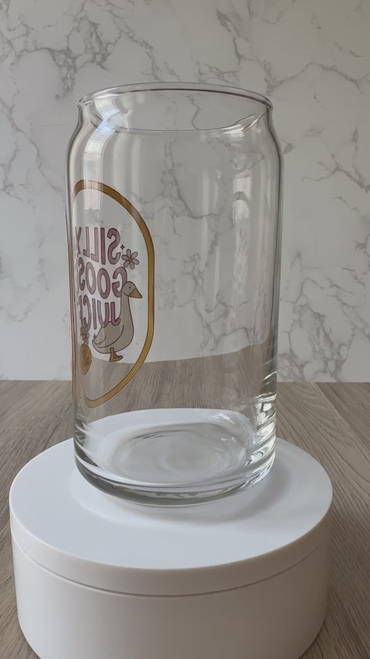 silly goose glass cup