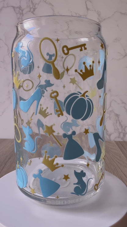 blue fairy tale 16 oz glass cup