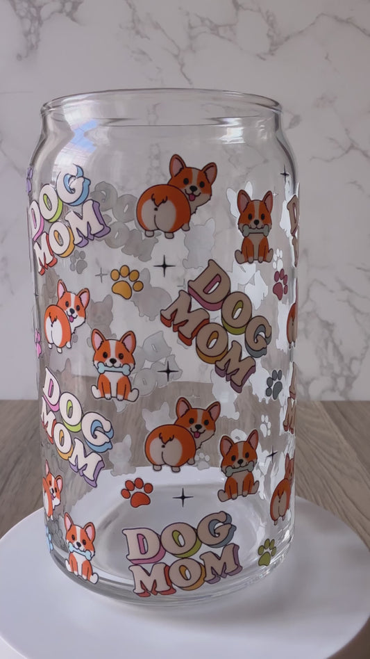dog mom glass cup