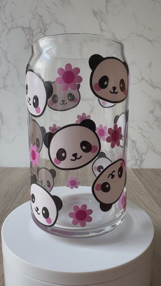 panda smiles glass cup