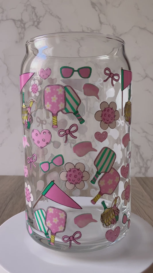 pickleball fun glass cup
