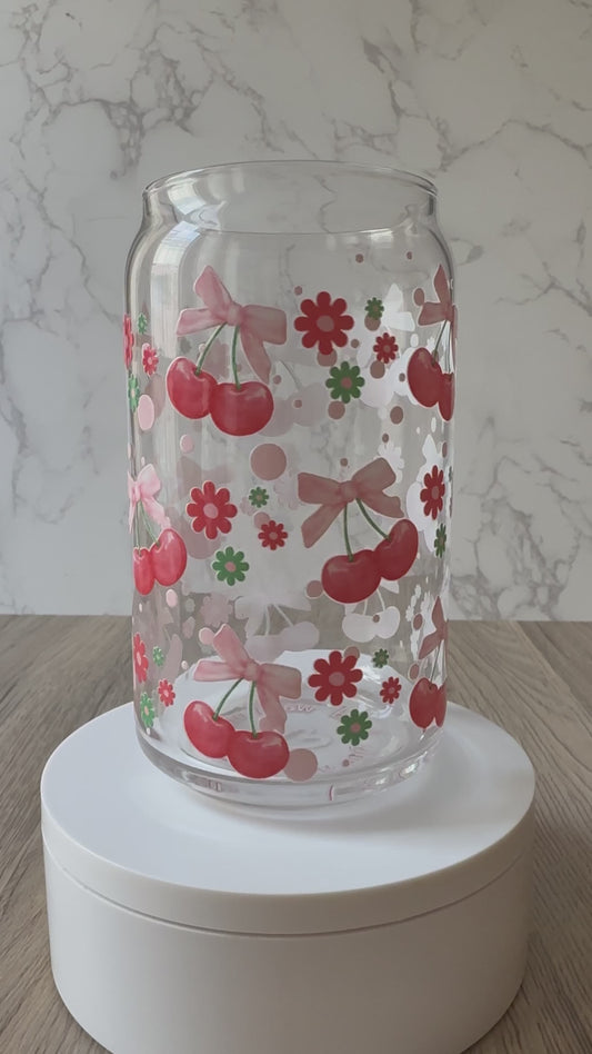 sweet cherries glass cup